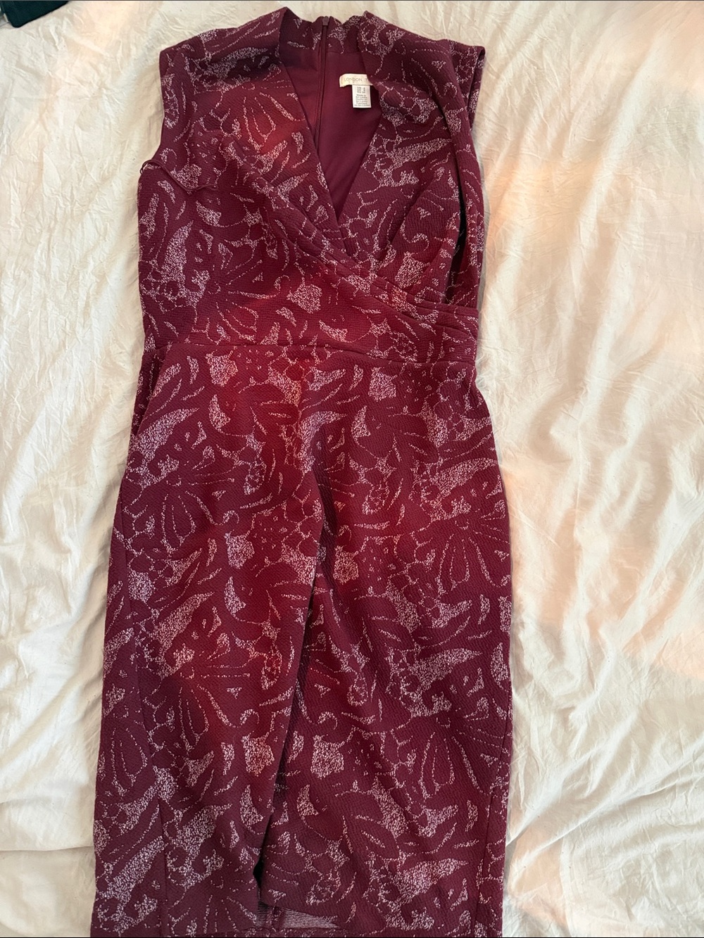 Ann Taylor Burgundy Floral Sheath Dress